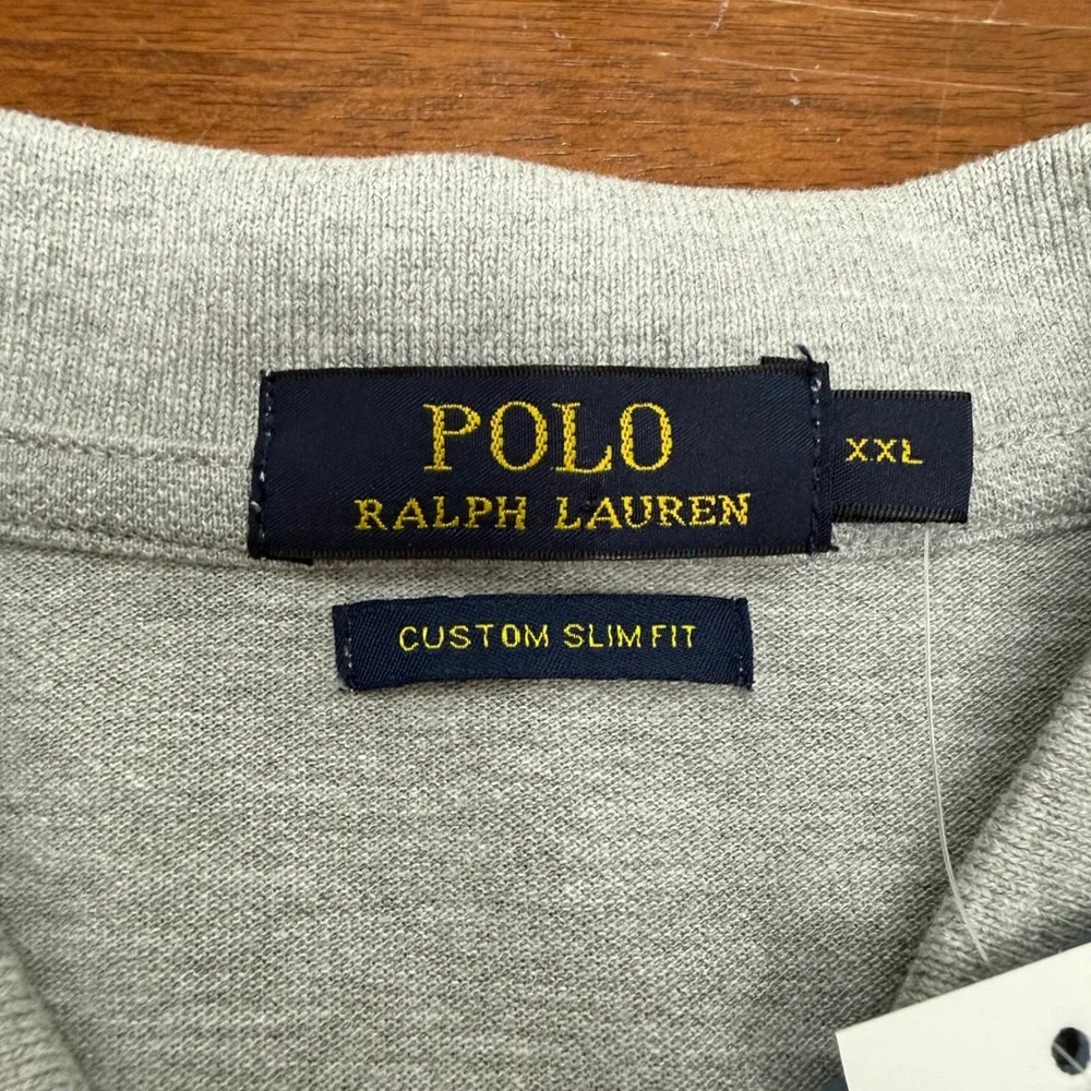 Polo Ralph Lauren Polo Shirt Mens XXL Grey Custom Slim Fit Embroidered Polo Bear